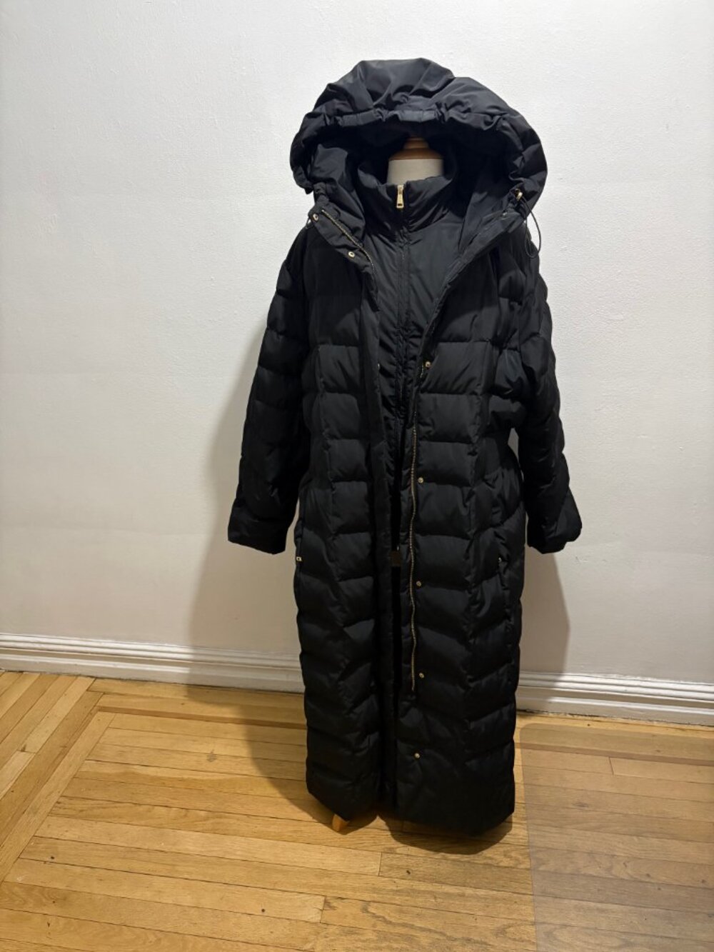 Cole Haan Signature Black Hooded Down Maxi Puffer Coat - Picture 4 of 14